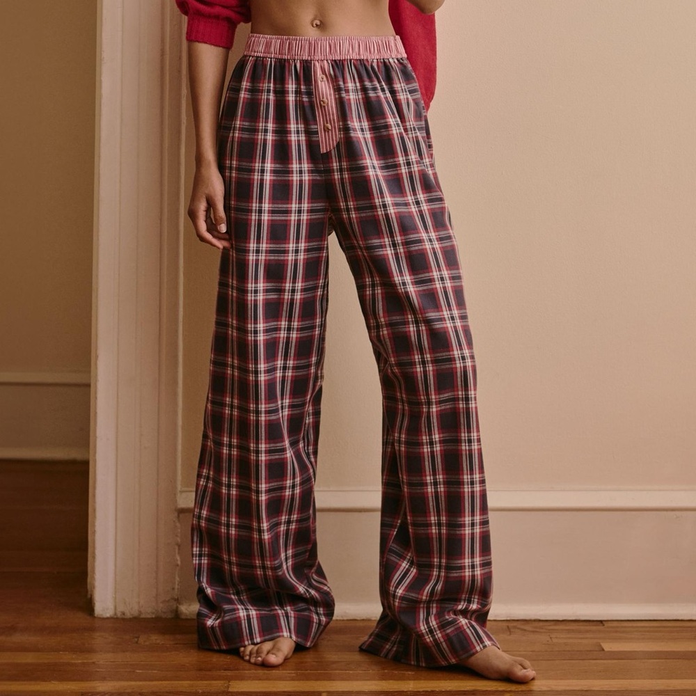 Anthropologie The Wren Boxer Pants in Medium Navy Flannel